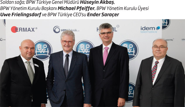 Soldan sağa; BPW Türkiye Genel Müdürü Hüseyin Akbaş, BPW Yönetim Kurulu Başkanı Michael Pfeiffer, BPW Yönetim Kurulu Üyesi Uwe Frielingsdorf ve BPW Türkiye CEO’su Ender Saraçer