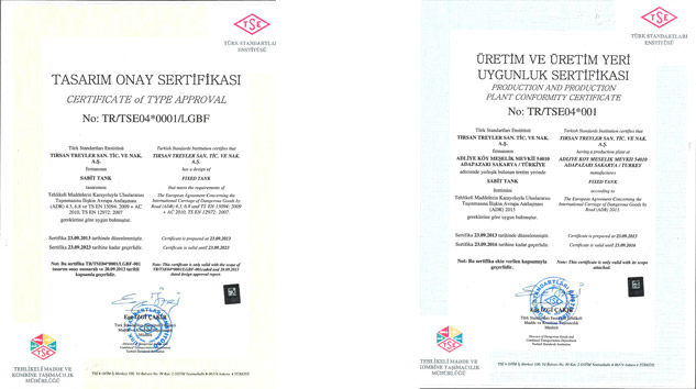 TSE Belgeli İlk Üretici TIRSAN 